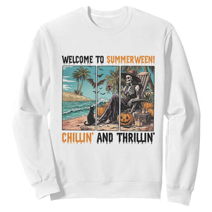 Welcome To Summerween Chillin And Thrillin Sweatshirt Spooky Beach Party Gift