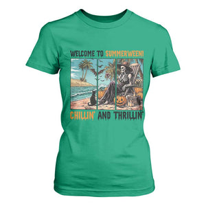 Welcome To Summerween Chillin And Thrillin T Shirt For Women Spooky Beach Party Gift