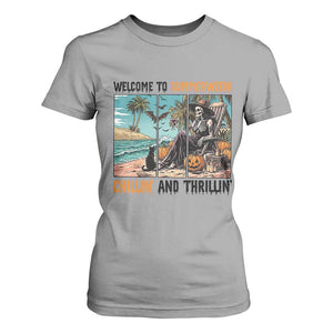 Welcome To Summerween Chillin And Thrillin T Shirt For Women Spooky Beach Party Gift