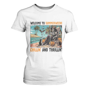 Welcome To Summerween Chillin And Thrillin T Shirt For Women Spooky Beach Party Gift