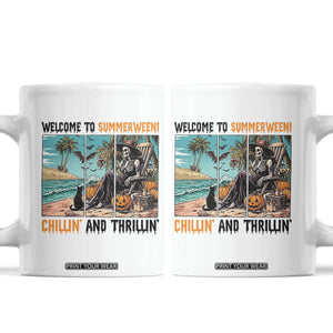 Welcome To Summerween Chillin And Thrillin Coffee Mug Spooky Beach Party Gift