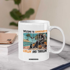 Welcome To Summerween Chillin And Thrillin Coffee Mug Spooky Beach Party Gift