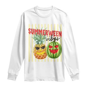Funny Summerween Fruit Long Sleeve Shirt Spooky Pineapple Watermelon Graphic