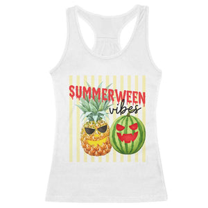 Funny Summerween Fruit Racerback Tank Top Spooky Pineapple Watermelon Graphic