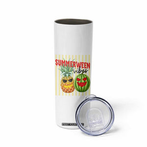 Funny Summerween Fruit Skinny Tumbler Spooky Pineapple Watermelon Graphic
