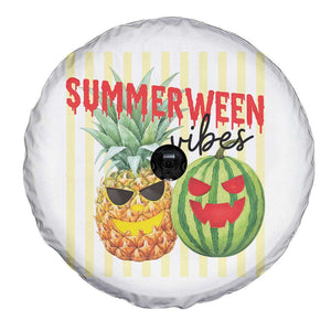 Funny Summerween Fruit Spare Tire Cover Spooky Pineapple Watermelon Graphic