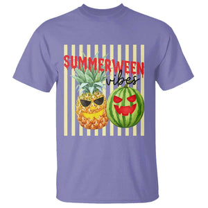 Funny Summerween Fruit T Shirt Spooky Pineapple Watermelon Graphic