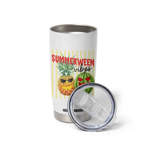 Funny Summerween Fruit Tumbler Cup Spooky Pineapple Watermelon Graphic