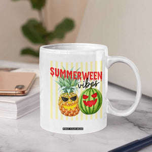 Funny Summerween Fruit Coffee Mug Spooky Pineapple Watermelon Graphic