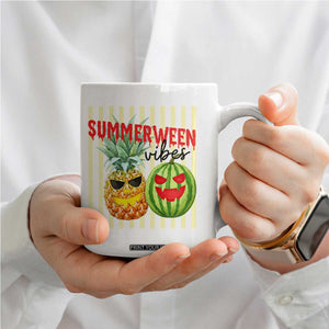 Funny Summerween Fruit Coffee Mug Spooky Pineapple Watermelon Graphic