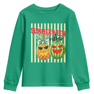 Funny Summerween Fruit Youth Sweatshirt Spooky Pineapple Watermelon Graphic