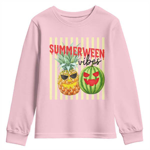 Funny Summerween Fruit Youth Sweatshirt Spooky Pineapple Watermelon Graphic