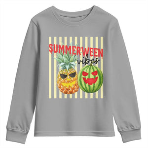 Funny Summerween Fruit Youth Sweatshirt Spooky Pineapple Watermelon Graphic
