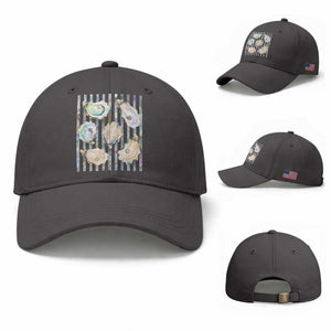 Striped Glitter Oyster Shell Baseball Cap Coastal Summer Ocean Gift