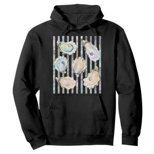 Striped Glitter Oyster Shell Hoodie Coastal Summer Ocean Gift
