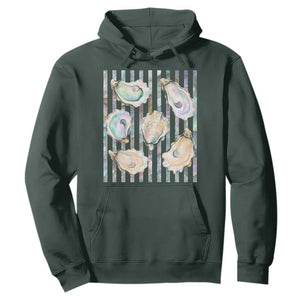 Striped Glitter Oyster Shell Hoodie Coastal Summer Ocean Gift