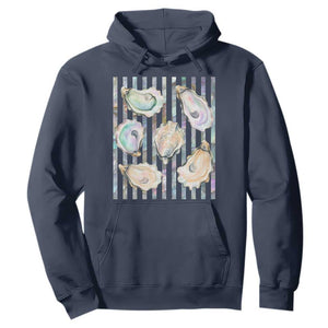 Striped Glitter Oyster Shell Hoodie Coastal Summer Ocean Gift