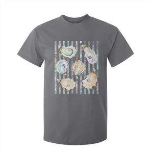 Striped Glitter Oyster Shell T Shirt For Kid Coastal Summer Ocean Gift