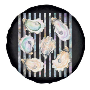 Striped Glitter Oyster Shell Spare Tire Cover Coastal Summer Ocean Gift