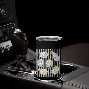 Striped Glitter Oyster Shell Tumbler Cup Coastal Summer Ocean Gift