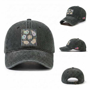 Striped Glitter Oyster Shell Washed Cotton Baseball Cap Coastal Summer Ocean Gift