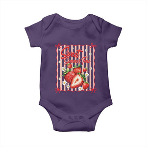 Striped Summer Strawberry Baby Onesie Preppy Beach Vibes Graphic