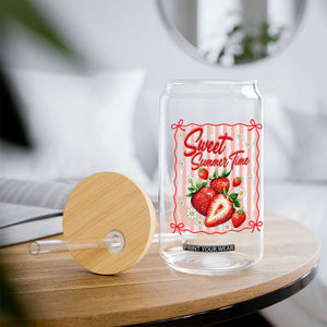 Striped Summer Strawberry Glass Can Preppy Beach Vibes Graphic