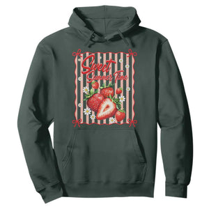Striped Summer Strawberry Hoodie Preppy Beach Vibes Graphic