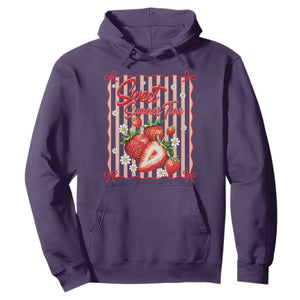 Striped Summer Strawberry Hoodie Preppy Beach Vibes Graphic