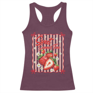 Striped Summer Strawberry Racerback Tank Top Preppy Beach Vibes Graphic