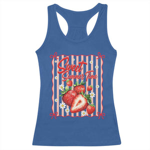 Striped Summer Strawberry Racerback Tank Top Preppy Beach Vibes Graphic