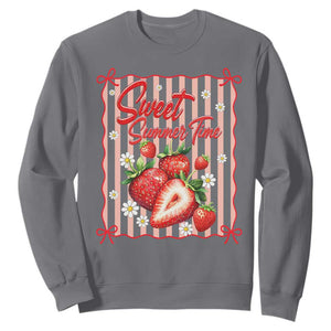 Striped Summer Strawberry Sweatshirt Preppy Beach Vibes Graphic