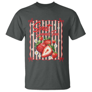 Striped Summer Strawberry T Shirt Preppy Beach Vibes Graphic