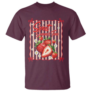 Striped Summer Strawberry T Shirt Preppy Beach Vibes Graphic