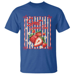 Striped Summer Strawberry T Shirt Preppy Beach Vibes Graphic