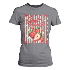 Striped Summer Strawberry T Shirt For Women Preppy Beach Vibes Graphic