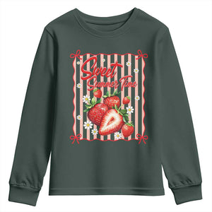 Striped Summer Strawberry Youth Sweatshirt Preppy Beach Vibes Graphic