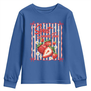 Striped Summer Strawberry Youth Sweatshirt Preppy Beach Vibes Graphic