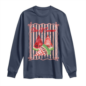 Striped Watermelon Beach Vibes Graphic Long Sleeve Shirt Slice Of Summer