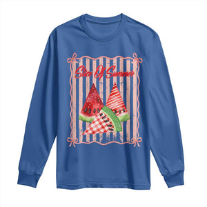 Striped Watermelon Beach Vibes Graphic Long Sleeve Shirt Slice Of Summer