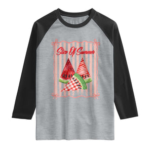 Striped Watermelon Beach Vibes Graphic Raglan Shirt Slice Of Summer