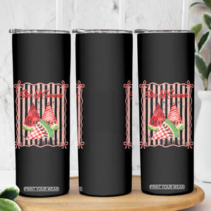 Striped Watermelon Beach Vibes Graphic Skinny Tumbler Slice Of Summer