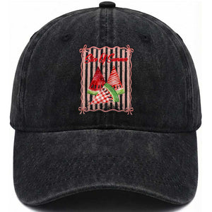 Striped Watermelon Beach Vibes Graphic Washed Cotton Baseball Cap Slice Of Summer