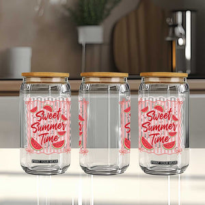 Striped Watermelon Beach Vibes Graphic Glass Can Sweet Summer Time