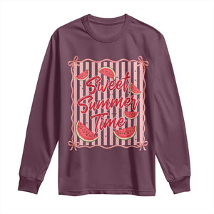 Striped Watermelon Beach Vibes Graphic Long Sleeve Shirt Sweet Summer Time