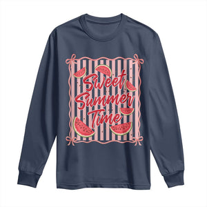 Striped Watermelon Beach Vibes Graphic Long Sleeve Shirt Sweet Summer Time