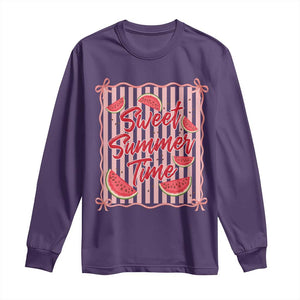 Striped Watermelon Beach Vibes Graphic Long Sleeve Shirt Sweet Summer Time