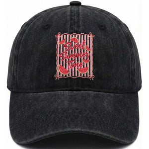Striped Watermelon Beach Vibes Graphic Washed Cotton Baseball Cap Sweet Summer Time
