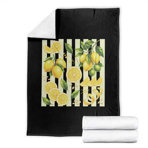 Striped Summer Lemon Throw Blanket Citrus Fruit Lover Gift