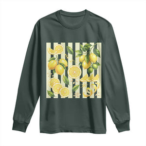 Striped Summer Lemon Long Sleeve Shirt Citrus Fruit Lover Gift